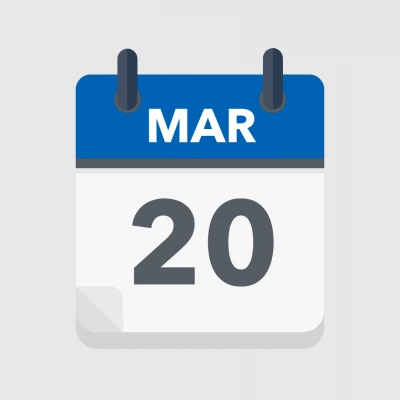 Calendar icon showing 20th March
