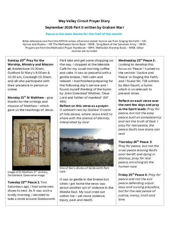 Circuit Prayer Diary – September 2026 Part 2