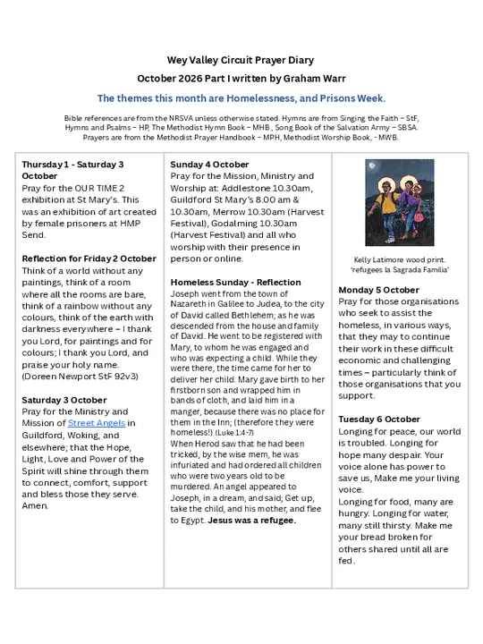 Circuit Prayer Diary – October 2026 Part 1