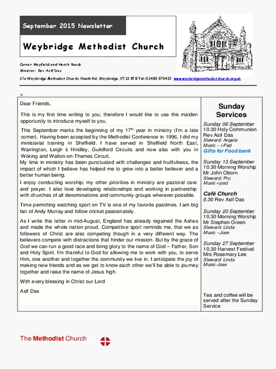 Weybridge Newsletter &ndash; Sept 2015