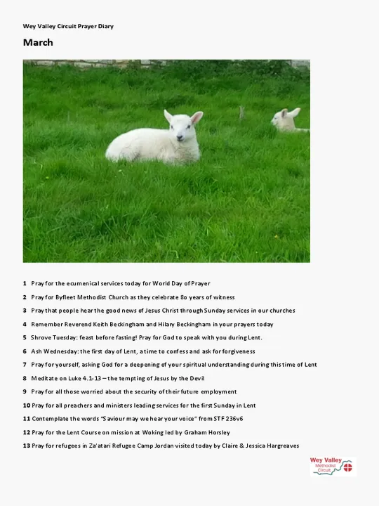 Prayer Diary March &ndash; May 2019