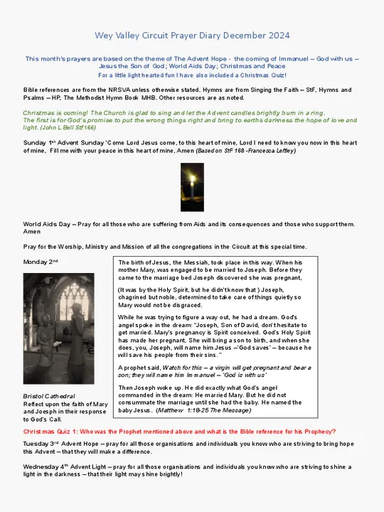 Circuit Prayer Diary &ndash; December 2024