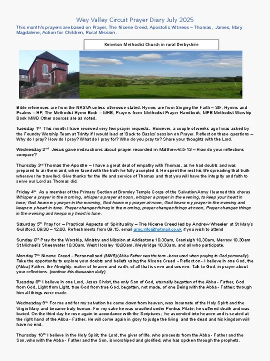 Circuit Prayer Diary July 2025