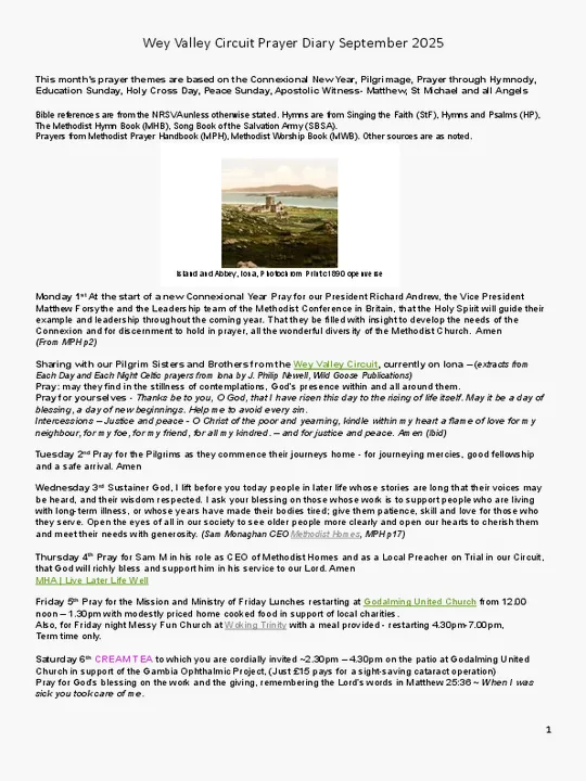 Circuit Prayer Diary &ndash; September 2025