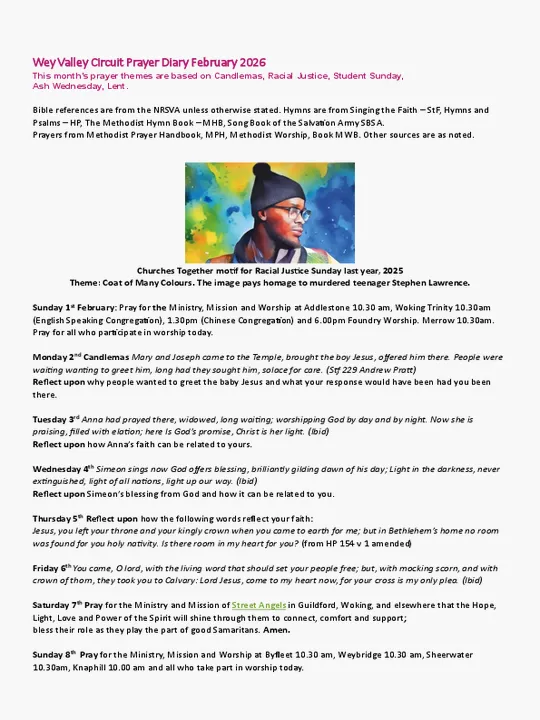 Circuit Prayer Diary February 2026