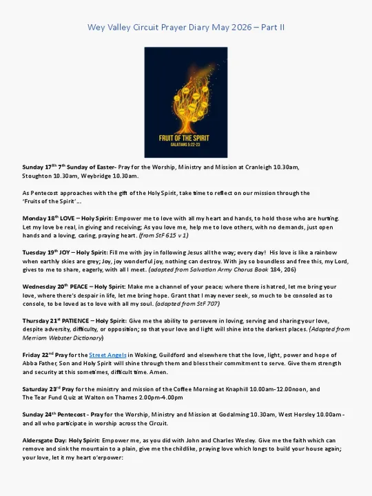 Circuit Prayer Diary &ndash; May 2026 Part 2