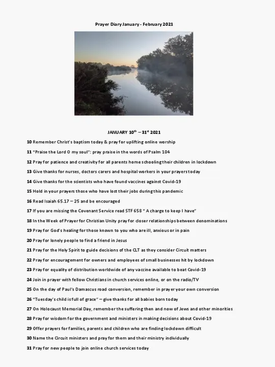 Prayer Diary Jan Feb 2021