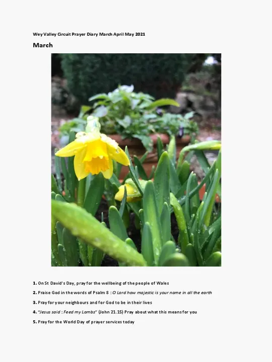 Circuit Prayer Diary March April May 2021