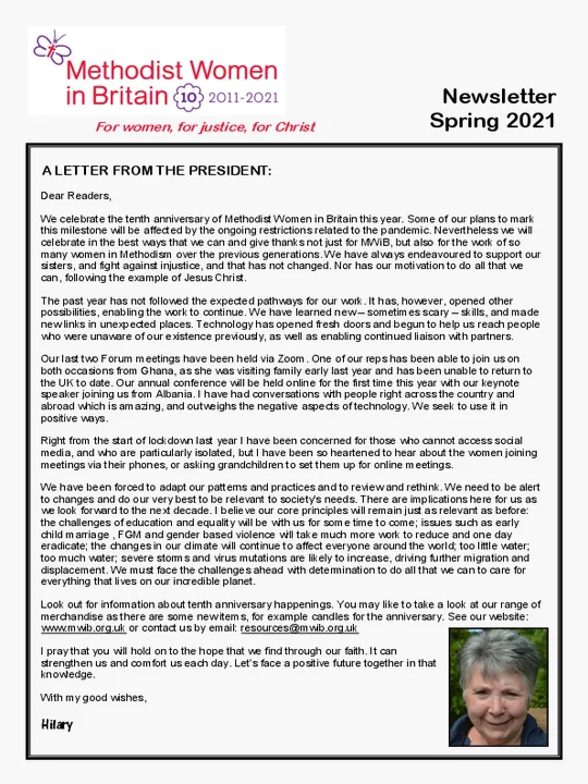 MWiB Newsletter 2021 – 1 Spring