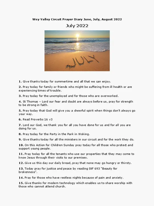 Circuit Prayer Diary July 2022