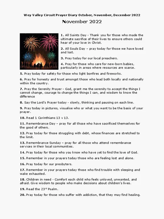 Wey Valley Prayer Diary November 2022