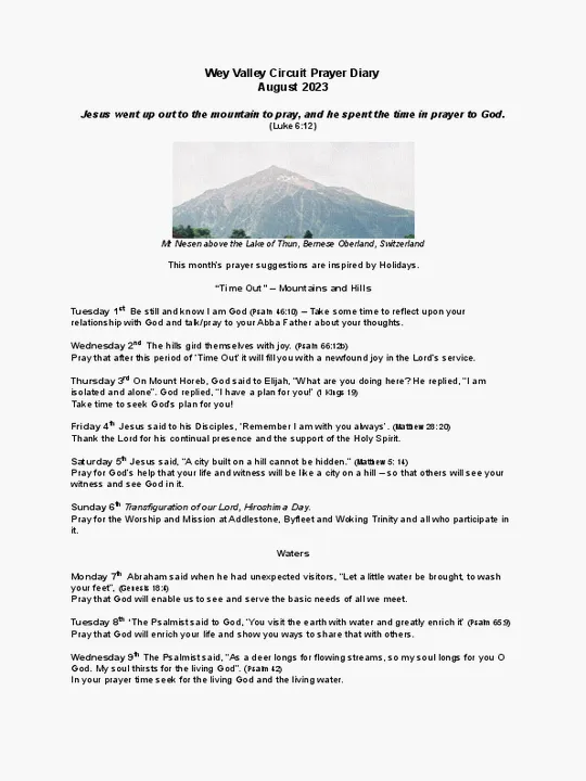 Circuit Prayer Diary August 2023