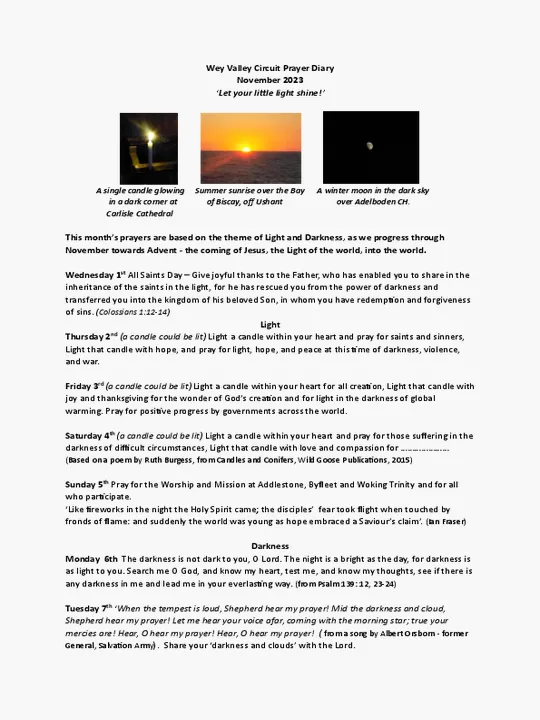 Circuit Prayer Diary November 2023