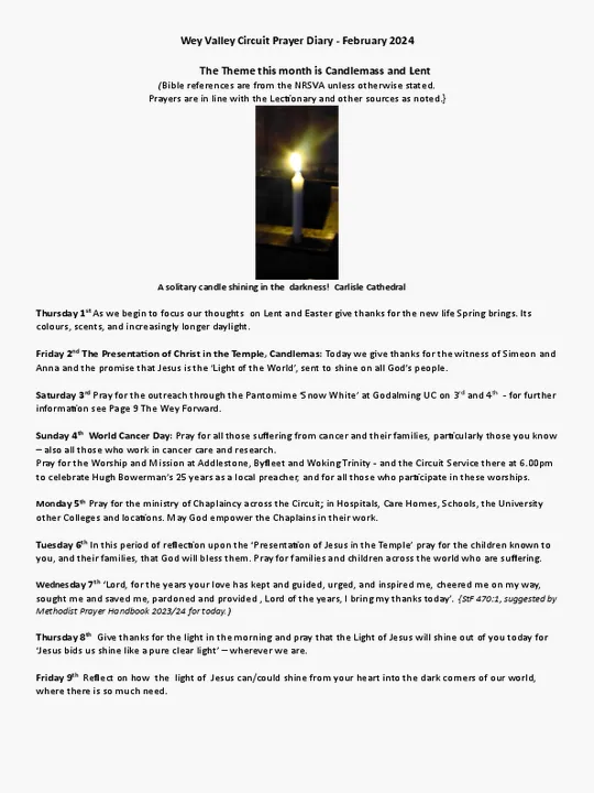 Circuit Prayer Diary – February 2024