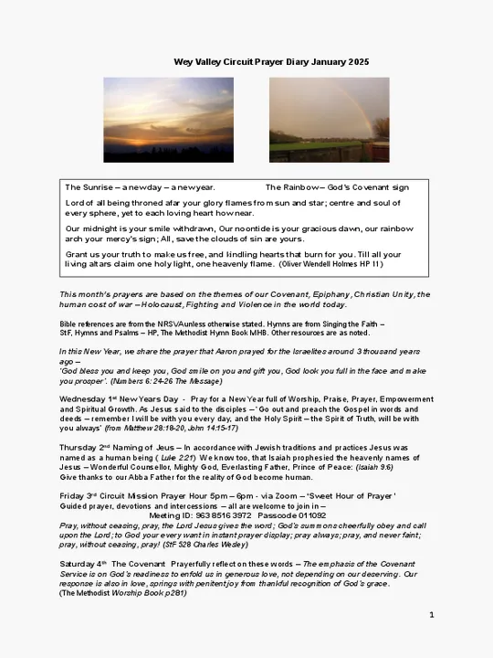 Circuit Prayer Diary – January 2025