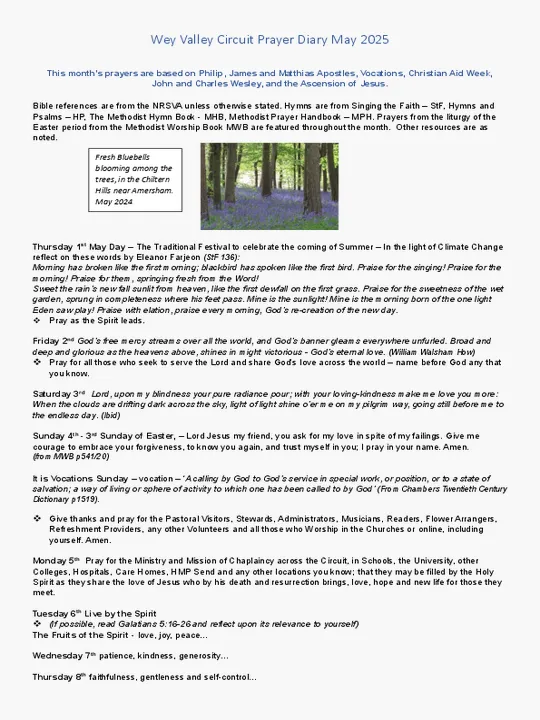 Circuit Prayer Diary – May 2025